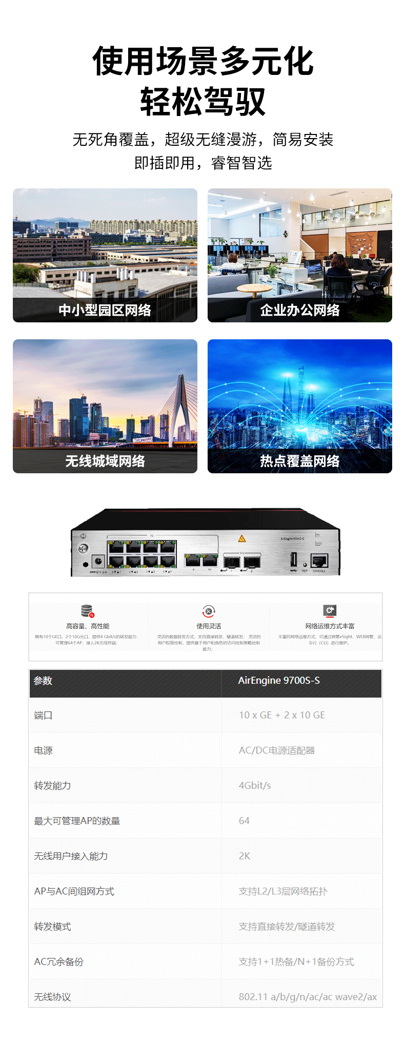 華為無(wú)線AC控制器 AirEngine9700S-S